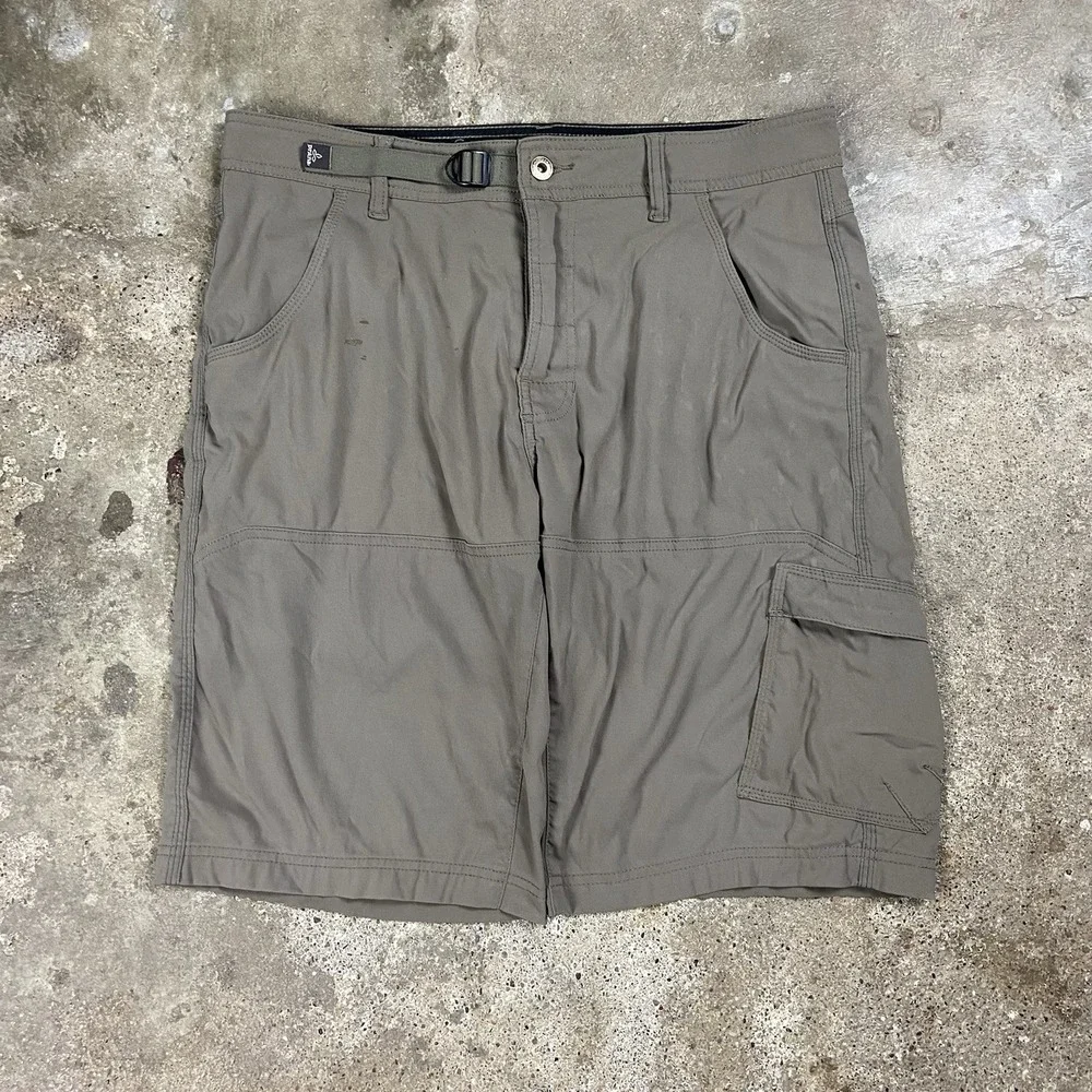 Prana Stretch Zion Shorts Size 33x12 Brown Outdoor Active Hiking Wear